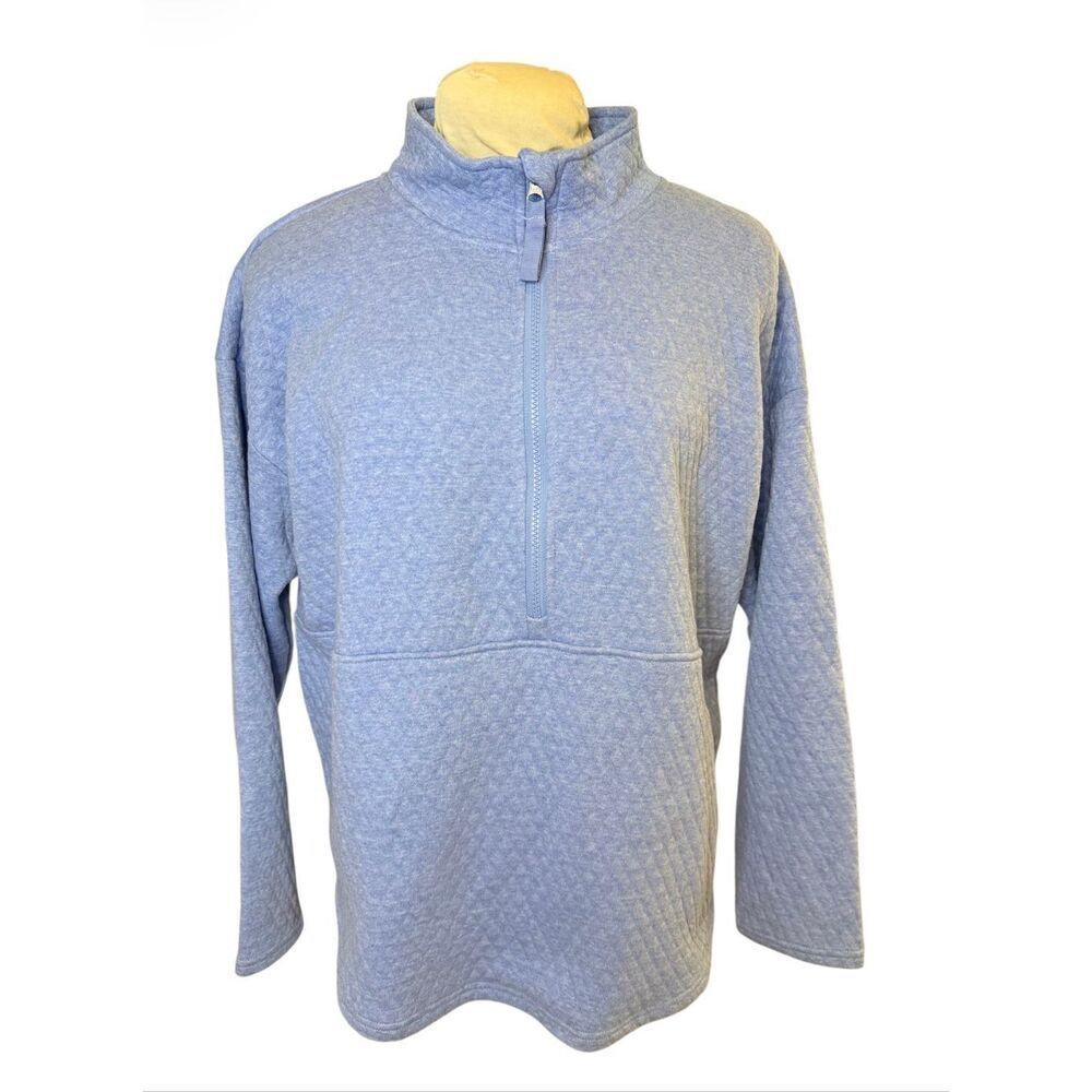 Eddie Bauer Half Zip Heathered Blue XXL Pullover Athleisure Comfort Plus